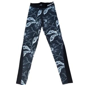 Nike Pro Floral Tights Leggings‎ Dri-FIT Athletic Black Training